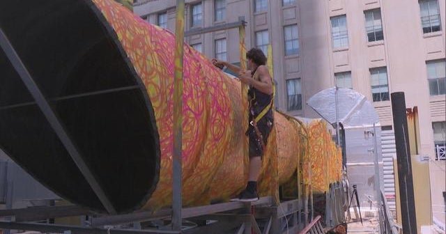 Leaving their mark: Graffiti artists decorate the WTC site